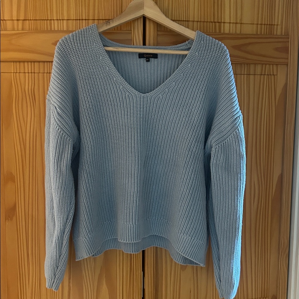 100% Cotton Quince Fisherman V-neck Sweater